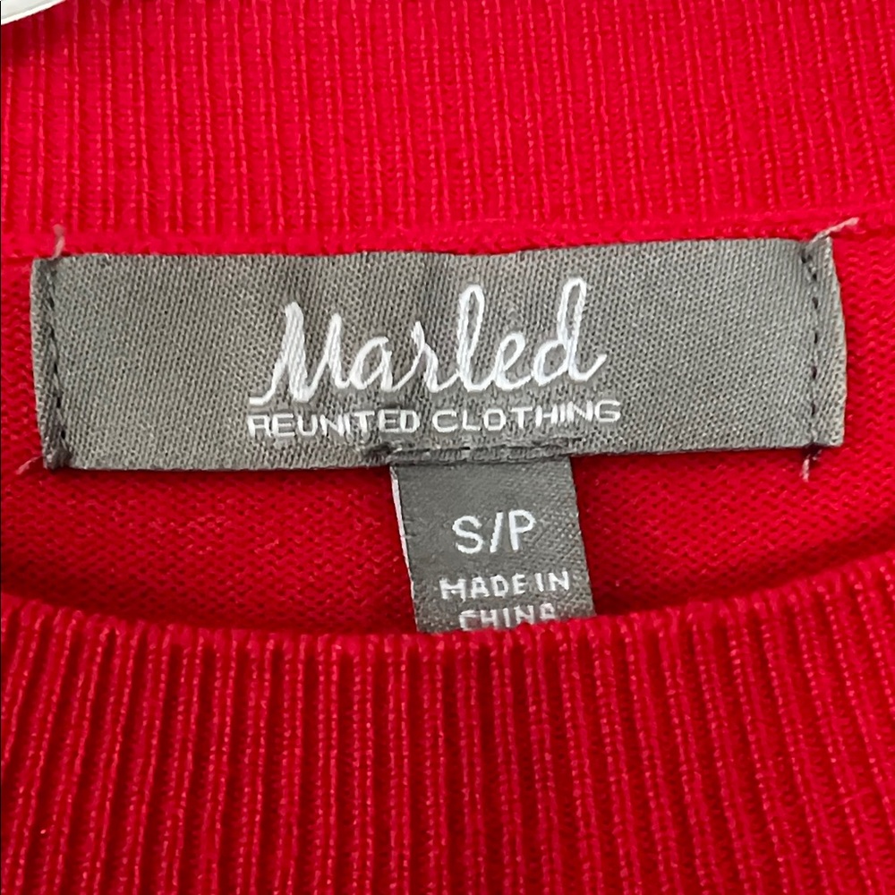 Women's Red Sweater with Joy Design - Picture 2 of 5